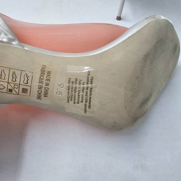 Jeffrey Campbell Blossmz White Satin Strappy Heels Sandals Womens 9.5 Ankle Wmn - Picture 5 of 9